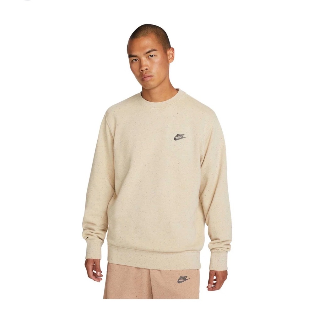 Nike Sportswear Speckled Crewneck Sweatshirt Cream Oatmeal Mens XXL
